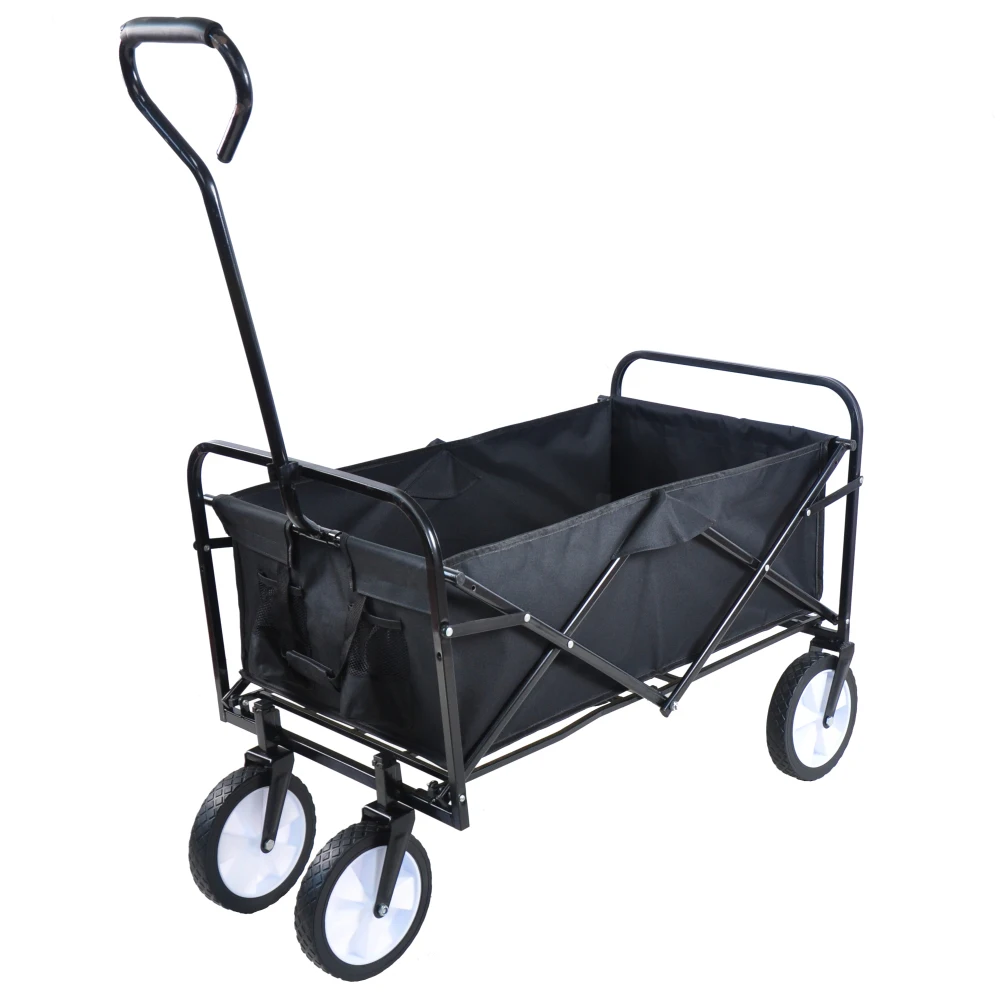 Folding Wagon Garden Shopping Beach Cart (Black) Carro Plegable Con Ruedas  Carretilla Plegable