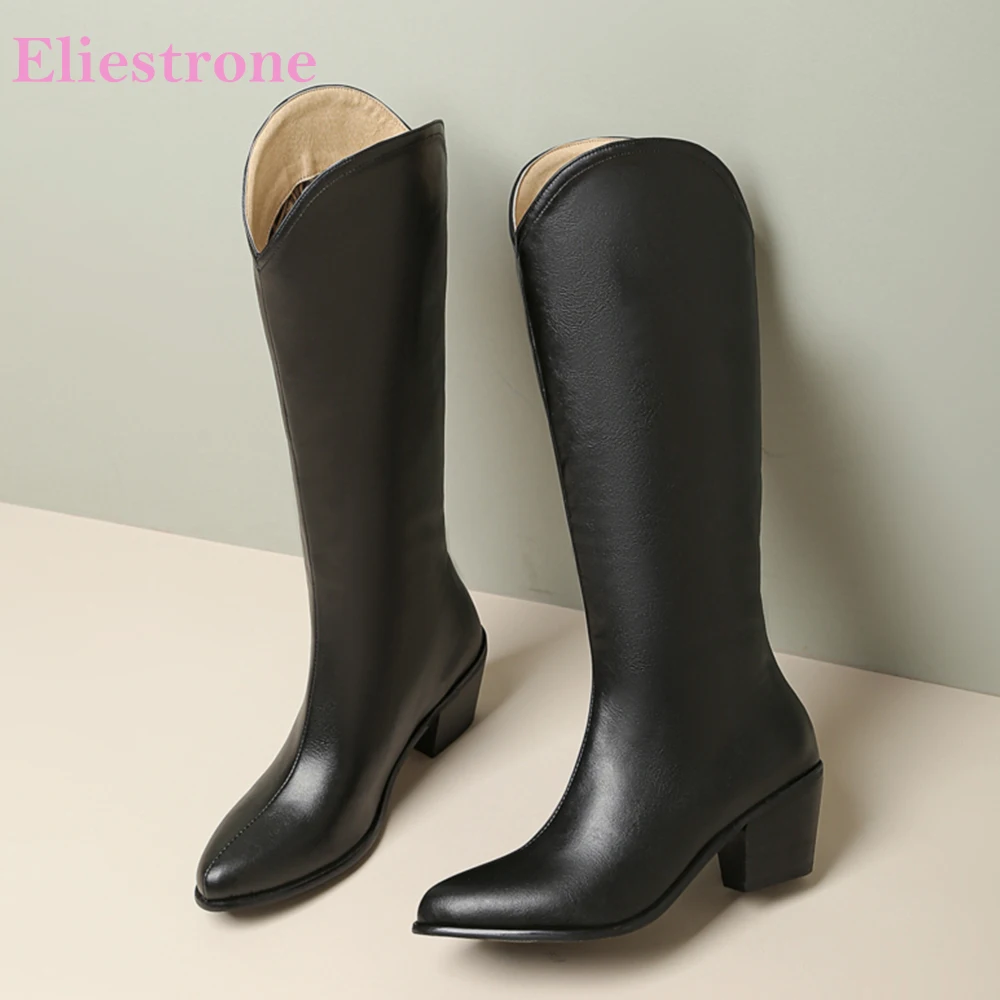 

New Winter Comfortable Brown Black Women Knee High Riding Boots High Spike Heel Office Lady Shoes Plus Big Size 11 43 46 48