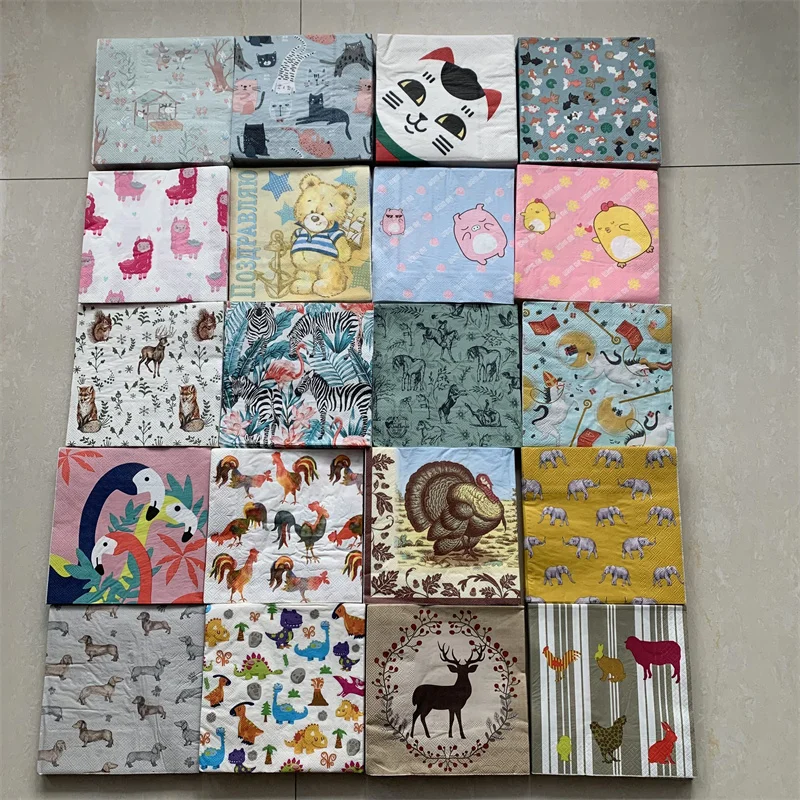 Decoupage table paper napkins cute tissue vintage towel cartoon animal panda boy girl kid birthday party home beautiful decor