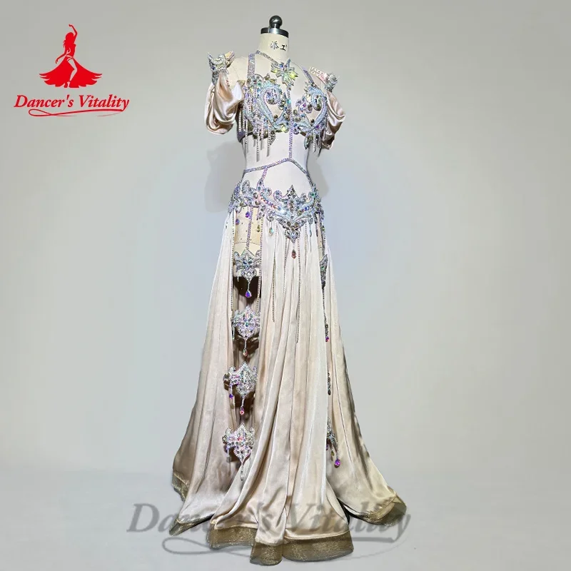 Costumi di danza del ventre vestito Sexy senza schienale con strass di lusso personalizzato da donna danza orientale abbigliamento professionale per prestazioni