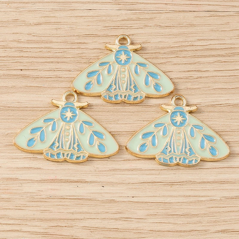 Tusember 10 Stück Niedliche Emaille-Tropföl-Anhänger in Form von Schmetterlingen und Motten für Schmuckherstellung, Ohrringe, Halsketten, DIY-Zubehör – Detail 6