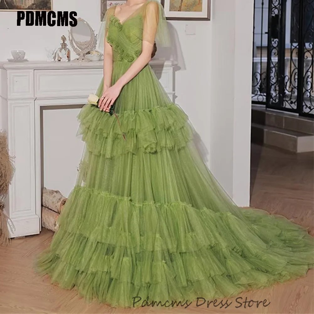 

Sweetheart Spaghetti Straps Evening Dresses Flower Formal Prom Gowns Customizable Party Dress Tiered Tulle Vestidos De Gala 2024