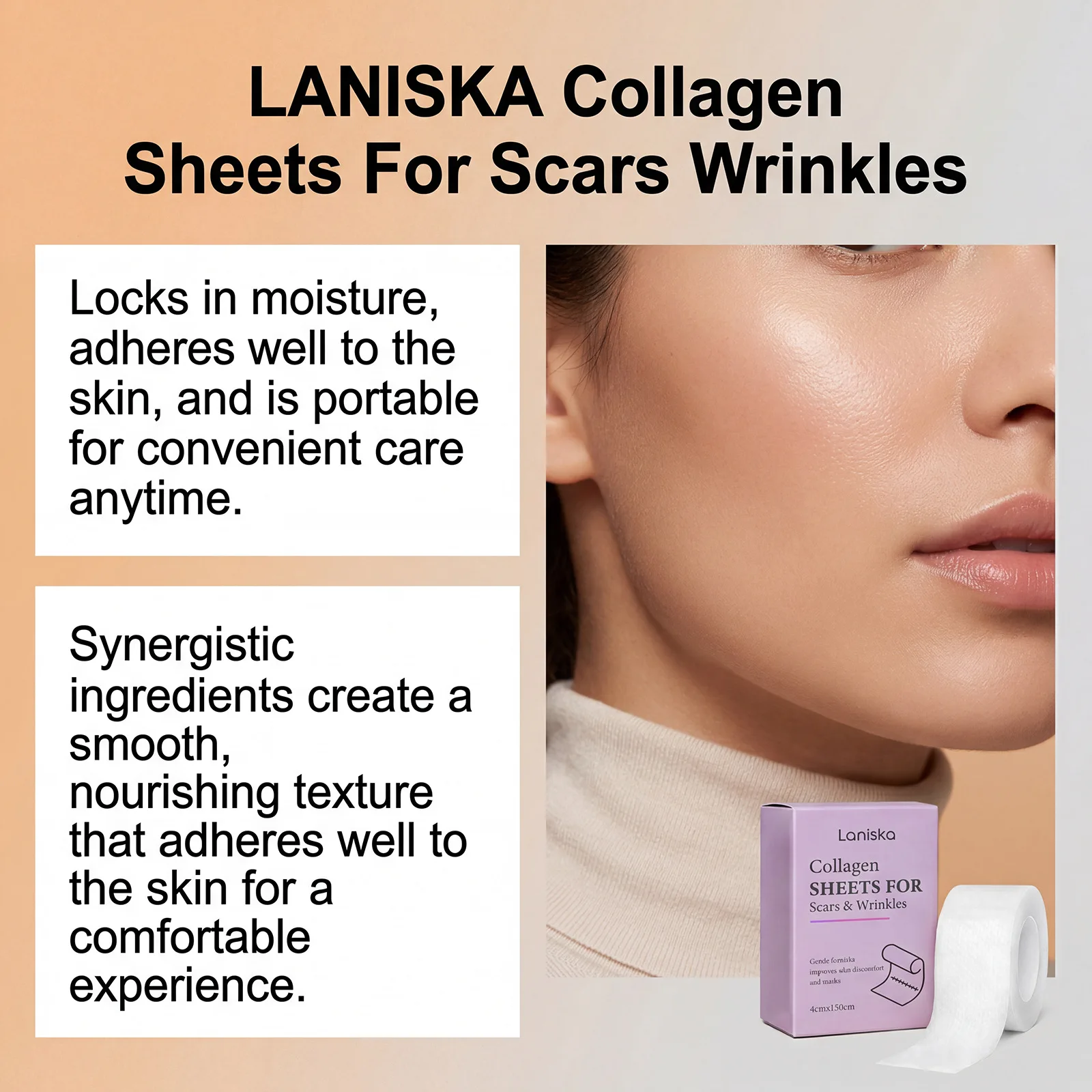 Collagen Tape patches Scar Repair Anti Aging Silicone Hydrocolloid Patch Reduces Wrinkles and Fine Lines for Sensitive Skin