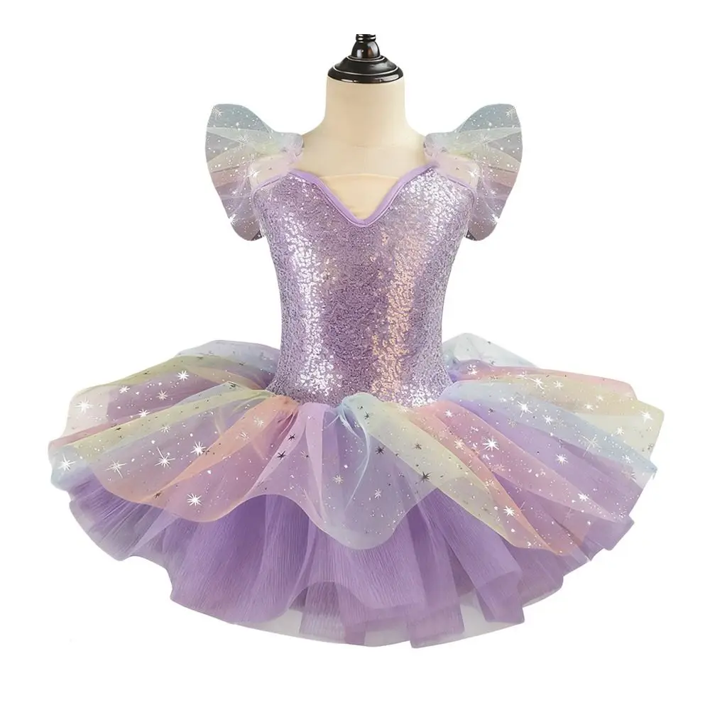Robe de Ballet à paillettes pour enfants, vêtements de Performance modernes et brillants, robe de soirée, robe de princesse bouffante pour enfants