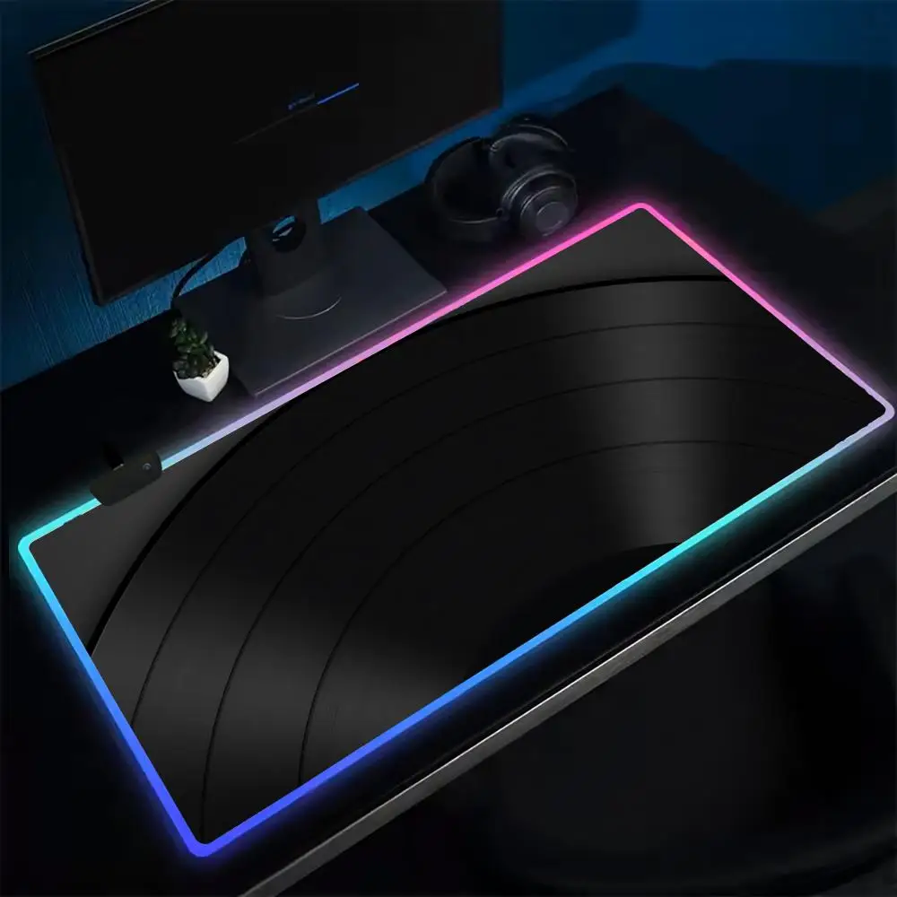

R&B Vinyl Records Mouse Pad Anime Gaming Mouse Pad LED Table Pads Backlit Rubber Desktop XXL RGB Desk Mats