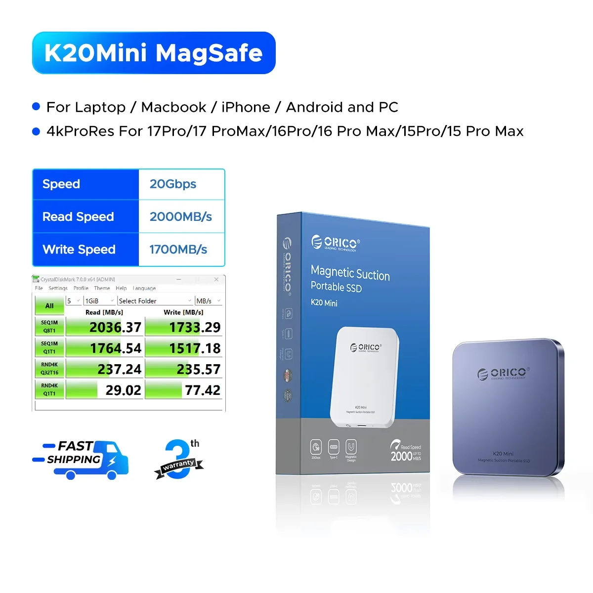 Orico-iPhone用磁気外付けSSD,ポータブルソリッドステートドライブ