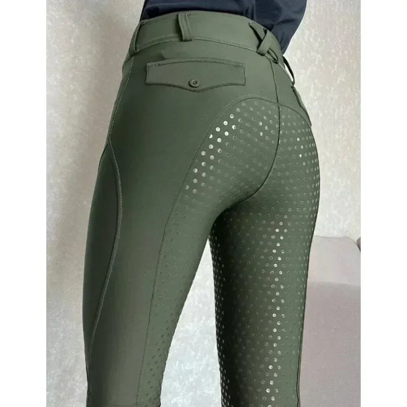 Pantaloni equestri in silicone nero a sedile intero Collant da equitazione anti-pilling Pantaloni da equitazione da donna Abbigliamento equestre