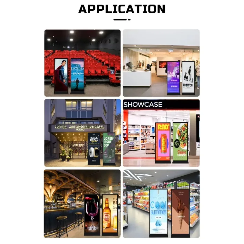 70 75 Inch Full Screen Vertical Floor Kiosk Indoor Digital Signage Advertising Display For Retail Store Business Promotion