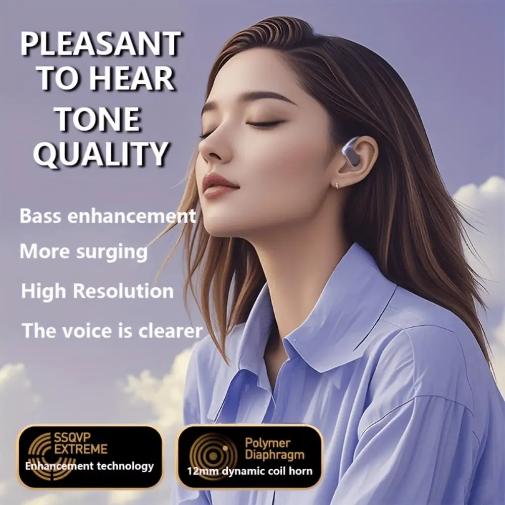 سماعات رأس رياضية أصلية بمشبك TWS، سماعة أذن مريحة وموسيقى جهير عميق معلقة تنطبق على الهواتف الذكية