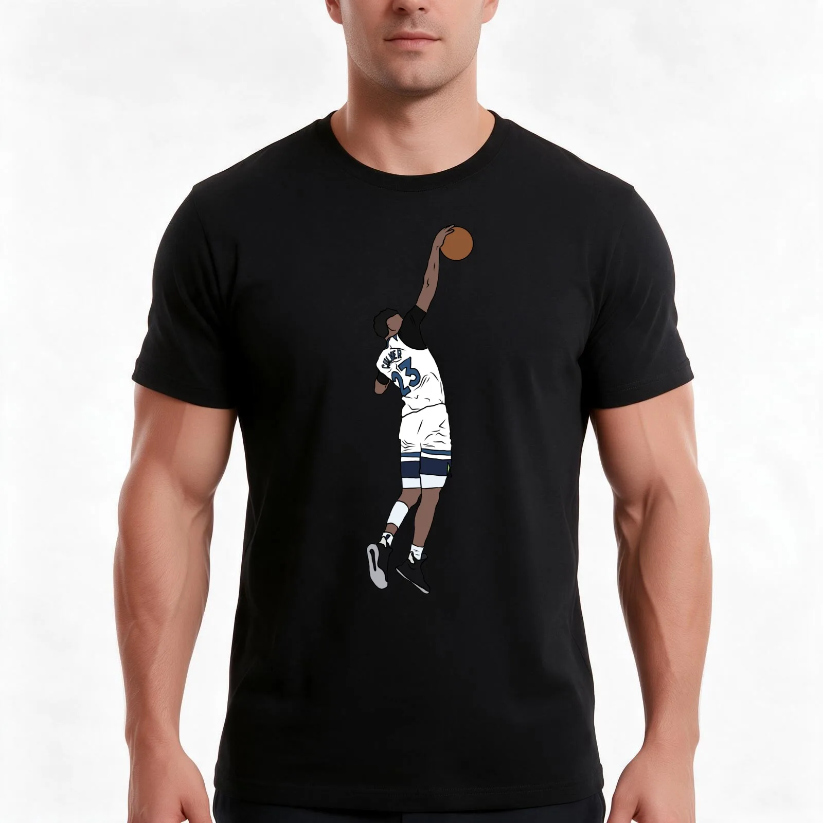 Jarrett Culver Dunk T-Shirt, Summer Casual Cotton Tee, Oversized Streetwear Tops, Vintage Graphic Print, Loose Fit Short Sleeve