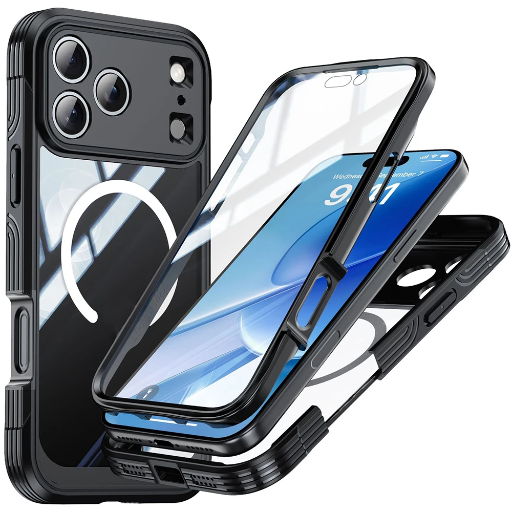 

For iPhone 17/17 Pro/17 Air/17 Pro Max Full Body Case Built in Glass Screen Protector Full Camera Protector Magnetic Drop Proof