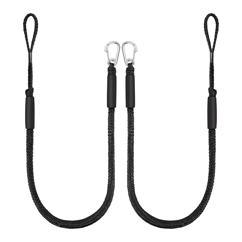 

AB56-For Boats For Jet-Ski, Pontoon Heavy Duty Mooring 2PCS 4 Feet Bungee Dock Lines With Stainless Steel Clipping Rope