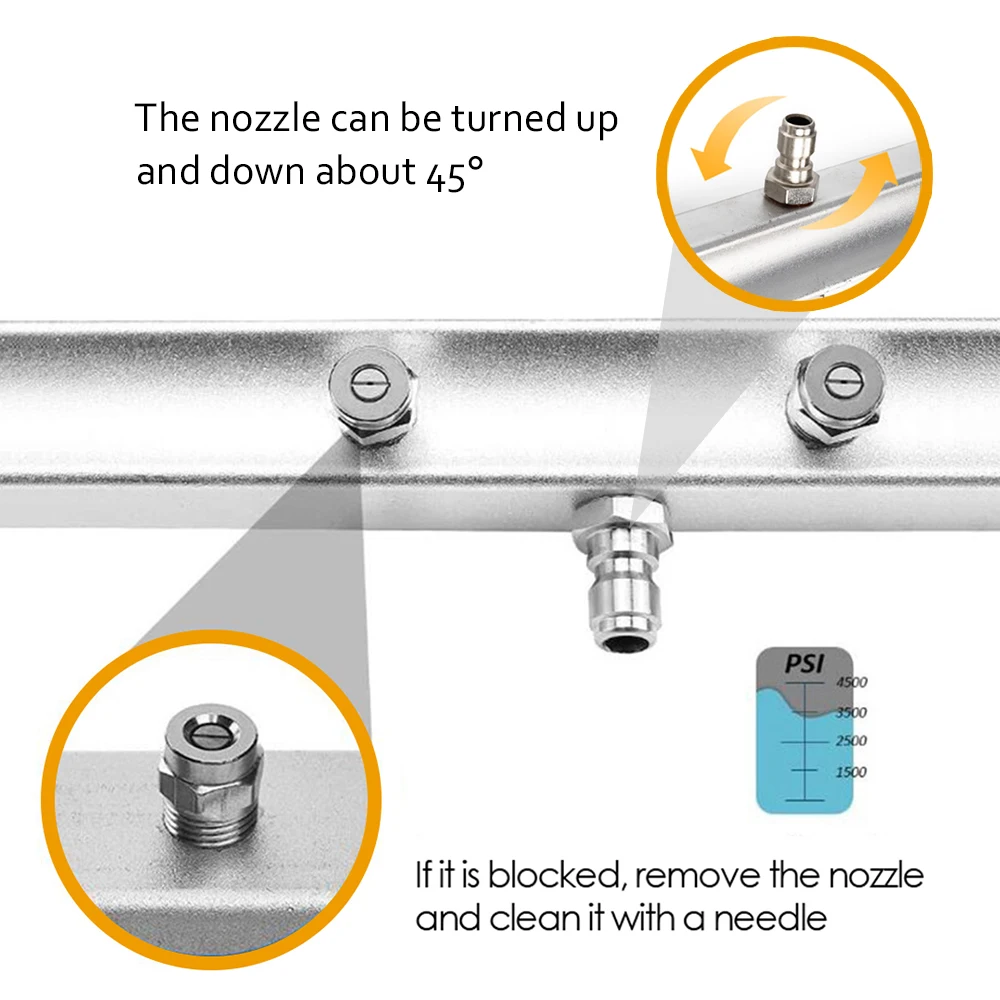 High Pressure Washer broom Undercarriage Cleaner 7 Nozzle Road Cleaning Tool 4000 PSI Road Cleaning Machine for Car Washer