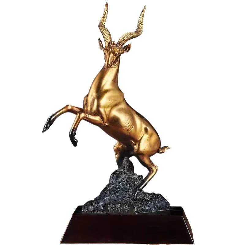 

Chinese brass sheep leader ornament, cast copper zodiac crafts office home study opening decoration gift