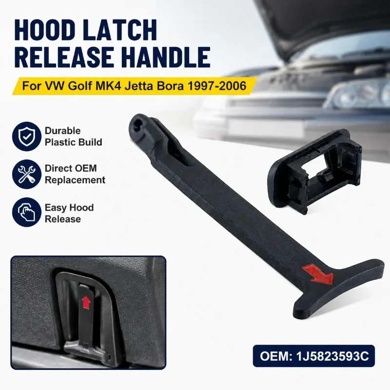 Front Hood Grille Latch Release Pull Rod Handle for VW Golf MK4 Jetta Bora 1997-2006 OEM 1J5823593C Plastic