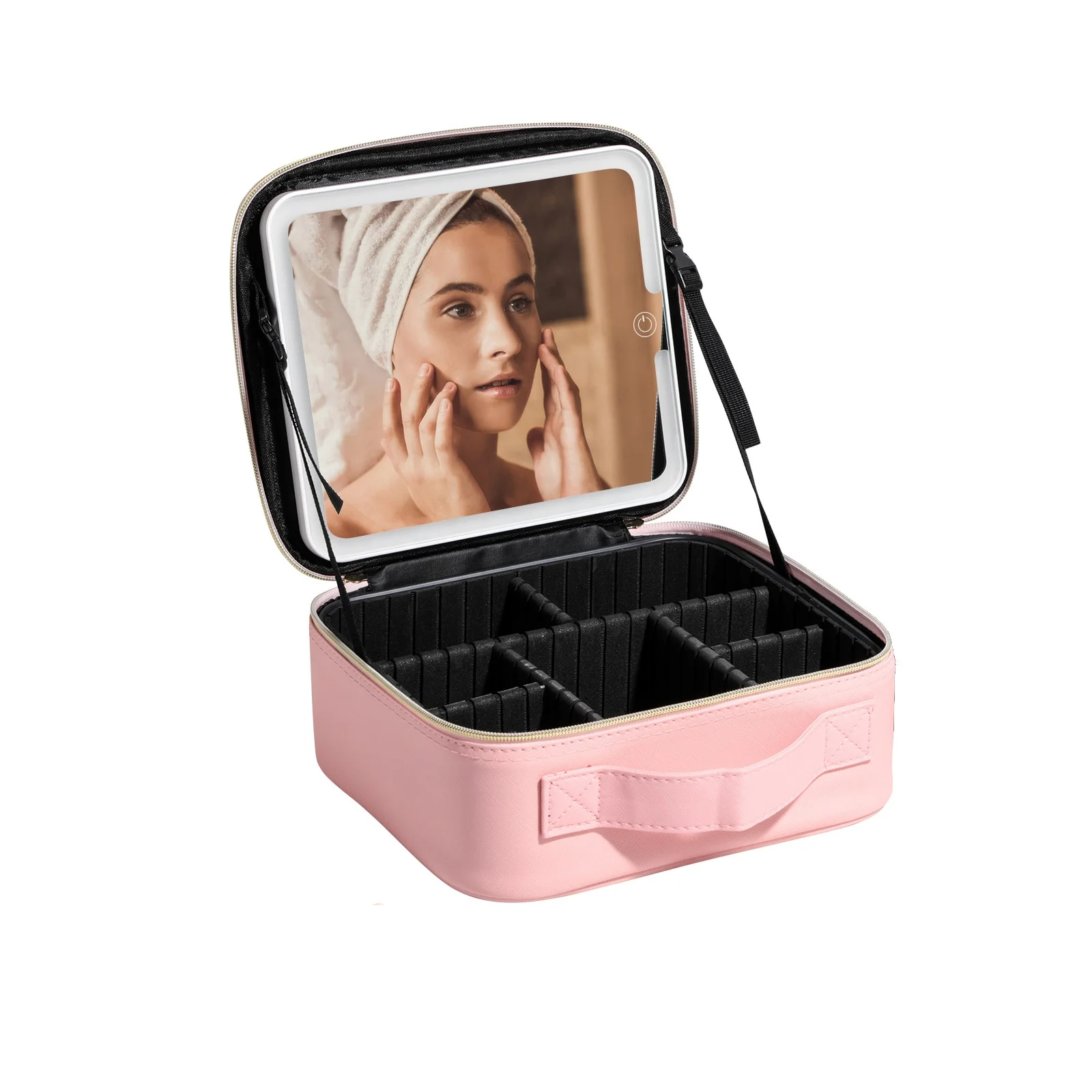 # Hot Sales New Large Capacity Makeup Organizer Bag Full Led Light Mirror Waterproof Cosmetic Case Storage Box Travel Bags