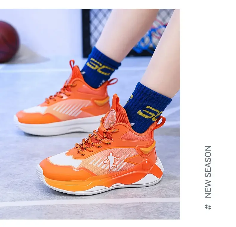 New Children Shoes Kids Basketball Shoes Boys Sneakers Cushioning Breathable Child Trainers Basket Shoes Outdoor Walking Sneaker