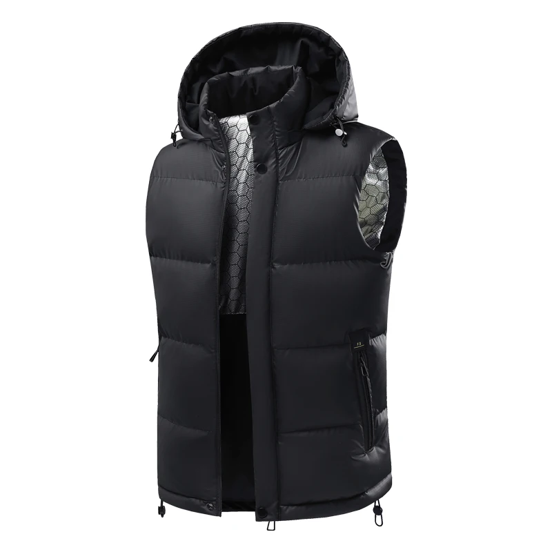 

Men Hooded Casual Vest Jacket Men Autumn Winter Warm Sleeveless Jackets Fashion Comfortabel Zipper Waistcoat Graphene Vests