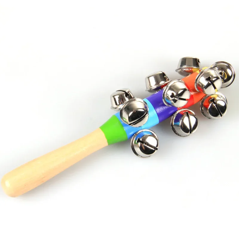 Colorful Rainbow Hand Held Bell Stick Wooden Discussion Musical Toy for Adult KTV Party Kids Game Gift