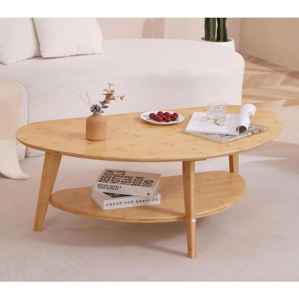 Coffee Table Storage , Large Coffee Table Living Room 41.5" W x 22'' D  Solid Coffee Tables No Right Angle to Avoid Collision