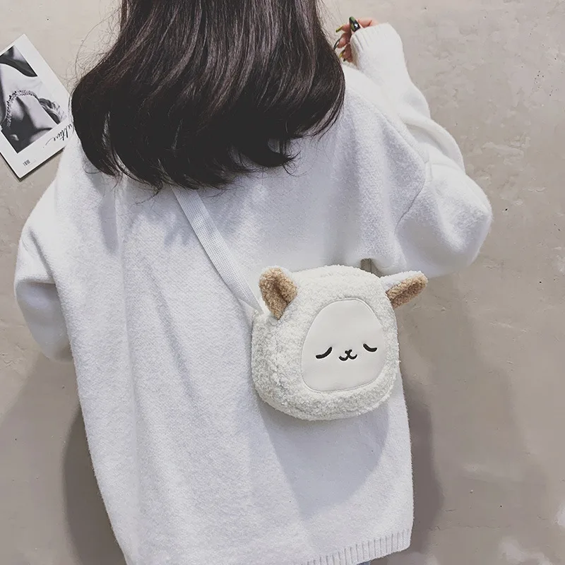 Japanese Style Autumn and Winter Cute Lamb Wool Bag 2021 New Trendy Cartoon Girl Fashion Student Crossbody Plush Bag