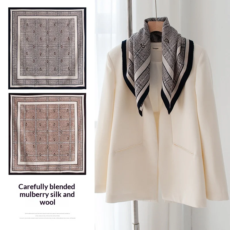 

Paisley cashew silk wool scarf women's autumn and winter handmade rolled silk scarf high-end sense neck scarf