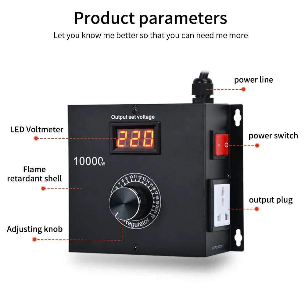 Effective 10000W High Power Electronic Voltage Regulator Fan Drill Transmission Governor Thermostat Silicon Controller 220V
