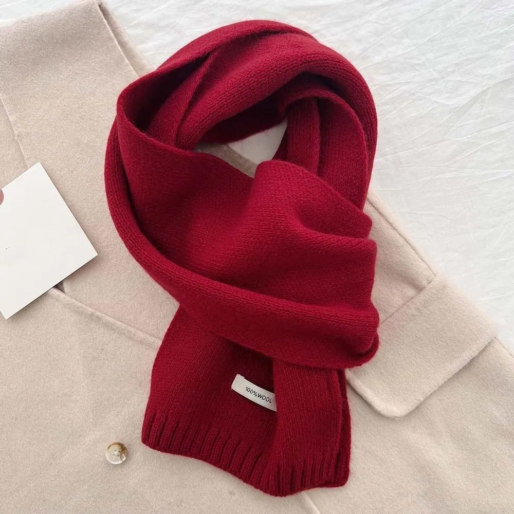 

Gifts Solid Color Knitting Wool Scarf Soft Windproof Long Thickened Neckscarf Classic Versatile Winter Warmer Scarf Autumn