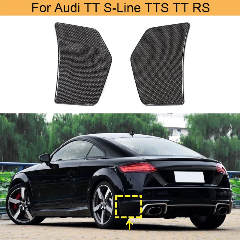 Car Rear Bumper Canards Splitters for Audi TT S-line TTS TT RS 2016 - 2018 Rear Bumper Canards Fins Splitters Carbon Fiber