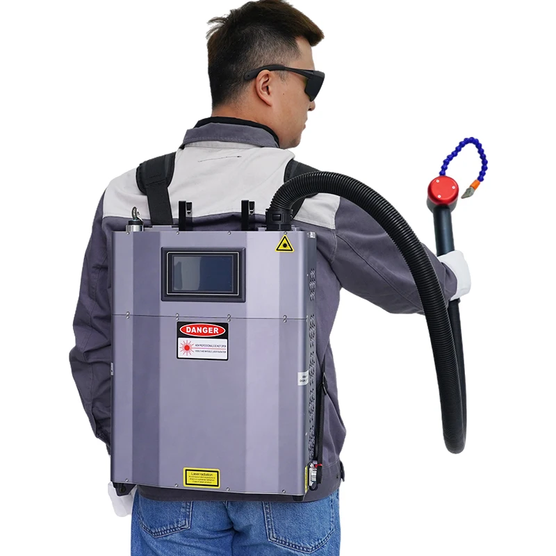 

backpack laser cleaning machine 50W 100W 200W pulse rust removal for metal surface treatment Rust Paint Oil Dust oxide layer