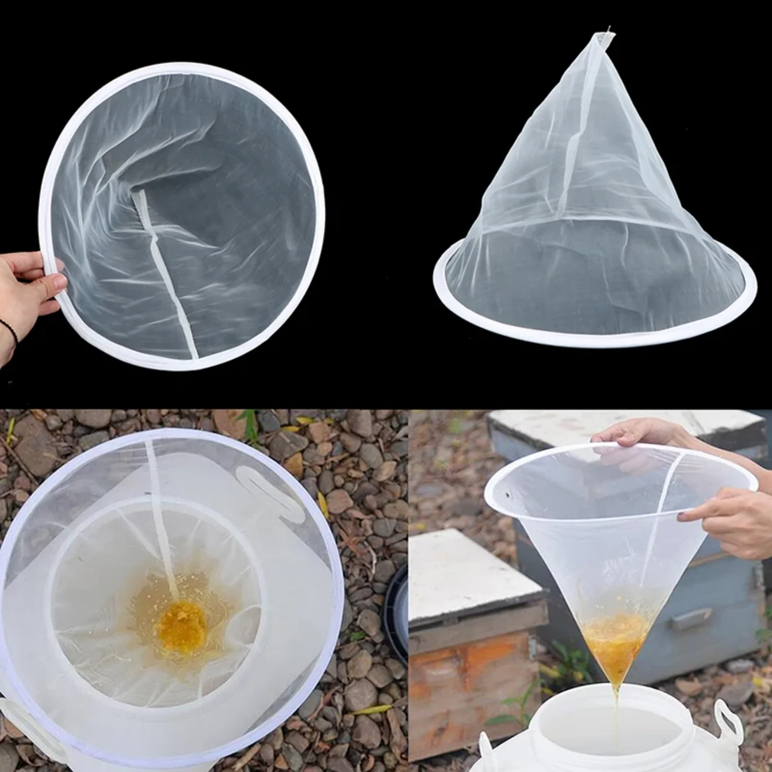 1Pc 35CM Honey Strainer Net Ultra-fine Impurity Filter Cloth Beekeeping Tool Funnel