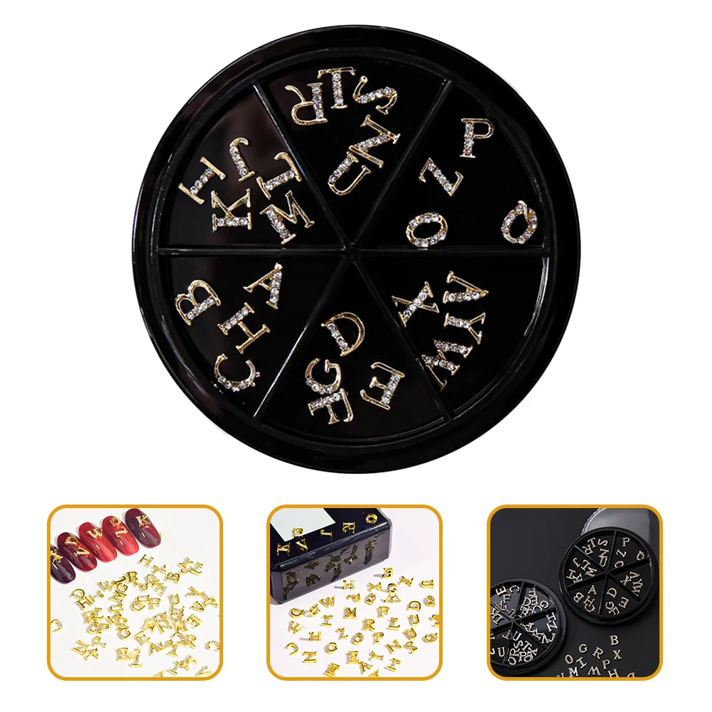 52 Pcs Alphabet Nail Decoration Letter Ornament Jewels Manicure Charm Rhinestones Letters for Nails