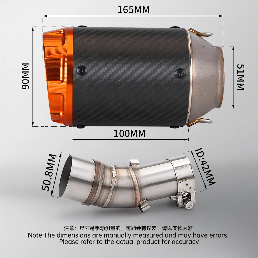 

FOR ER6N/ER6F 2012-2016,Versys 650(2015-2023),Z650/Ninja650(2017-2023)Mid Link Pipe slip on 51mm muffer exhaust system