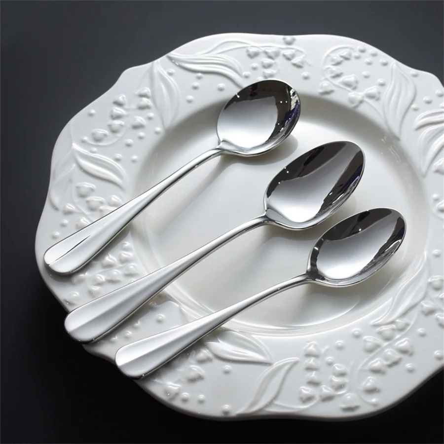 Nordic Light Luxury Phoenix Tail Stainless Steel Spoon Mirror Home Soup Spoon Rice Spoon Dessert Spoon
