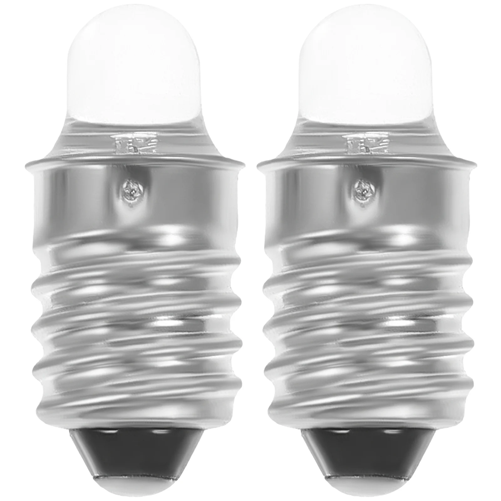 2 Pcs LED Flashlight Bulbs 3v Mini E10 Round Metal Small Light Bulbs for Torch Easy Install Replace Damaged Stable High