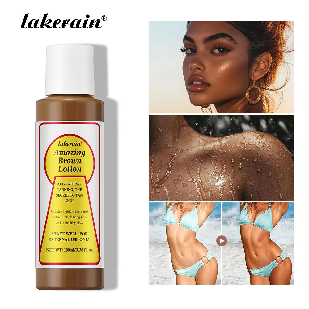 Loción marrón de 100ml, loción para cejas de larga duración, hermosa loción para la piel bronceada, refuerzo de bronceado, maquillaje de coco resistente al agua