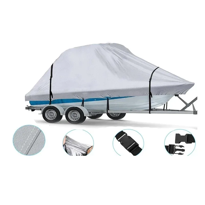 Boat Cover 600D Cloth Yacht Cover Center Console Roof Rainproof Boat V-shaped Square Boat Cover Vehicle Parts Accessories