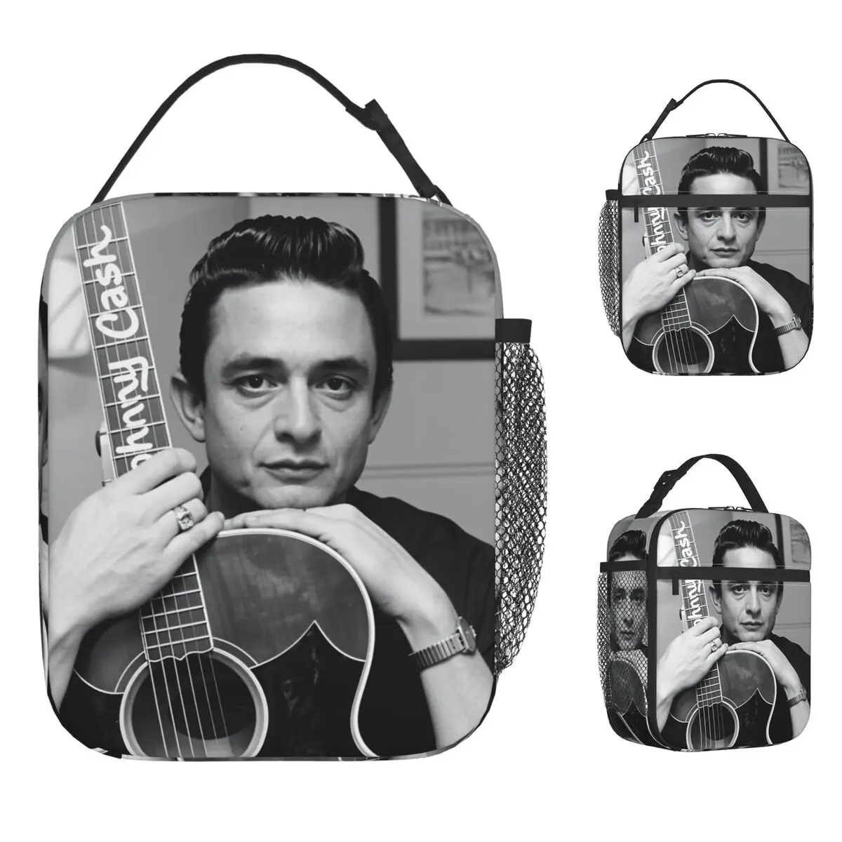 

Сумка для обеда American Singer Johnny Cash, винтажная коробка для завтрака, портативная термосумка для обеда на молнии для детей, сумка-холодильник с принтом Оксфорд