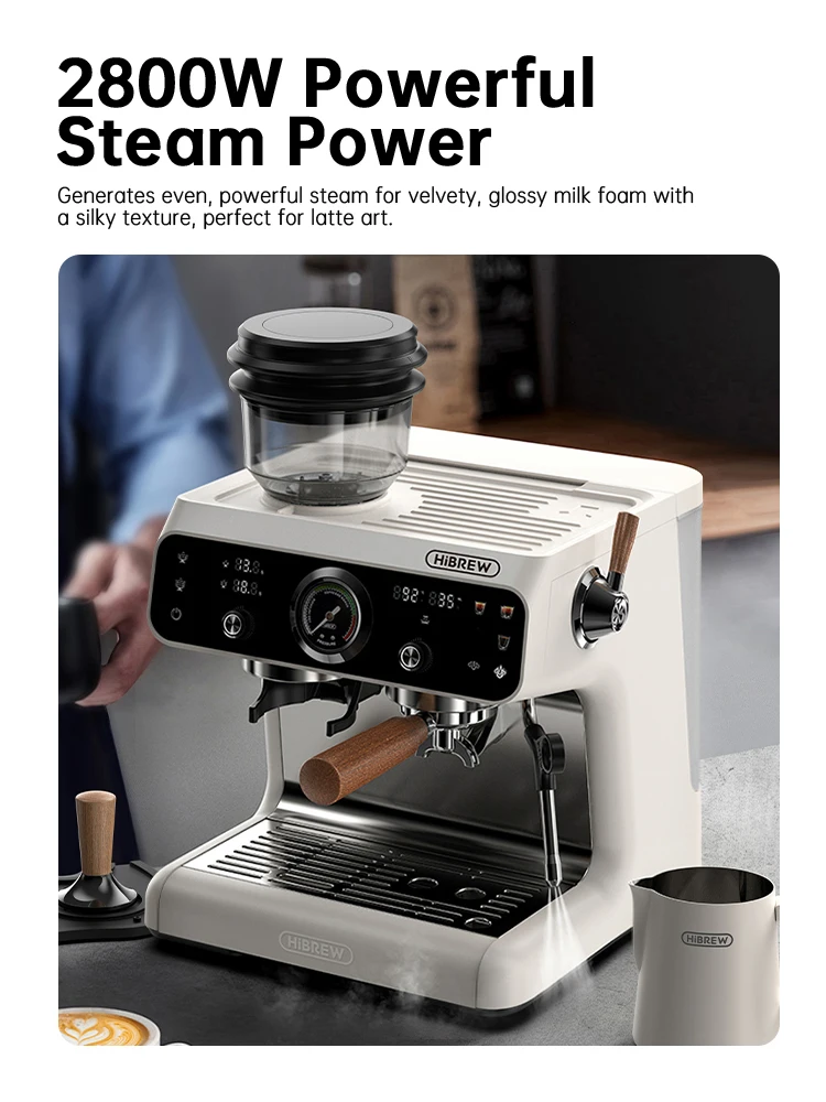 ماكينة إسبريسو بغلاية مزدوجة مطورة من HiBREW مطحنة مدمجة مع 30 إعدادًا للحجم لمطعم الفندق والمقهى H7B