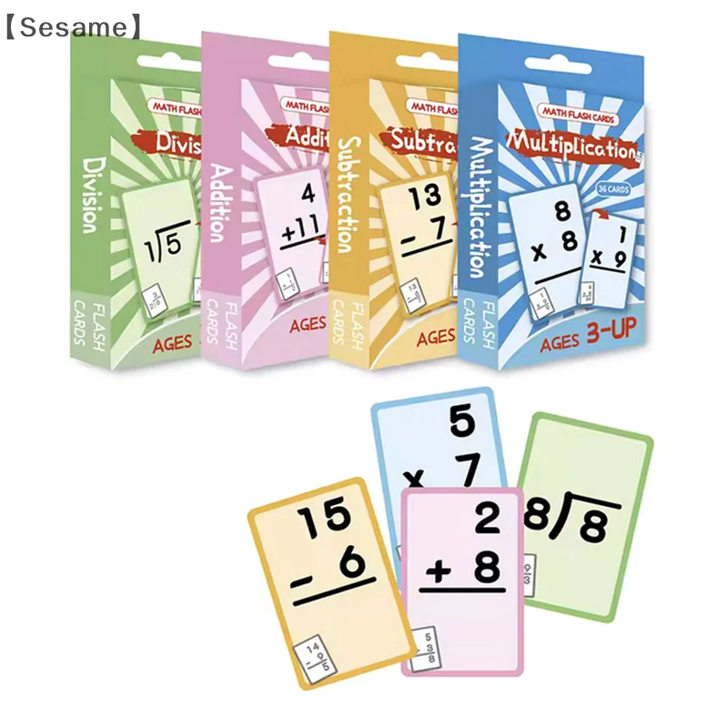 36Pcs/set Math Addition Subtraction Multiplication Division Erasable Reusable Number Learning Cards Children's Math Teaching Aid