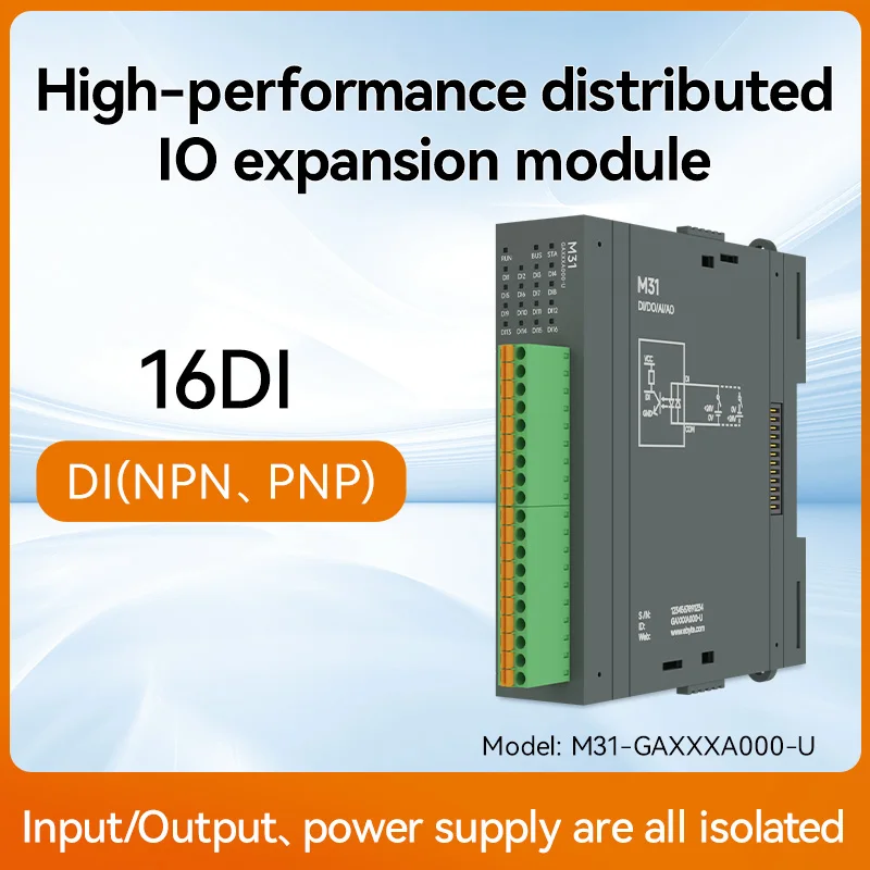 Remote IO Gedistribueerde IO NIEUWE Versie M31-AFAX4440G-U DI/DO/AO/AI RS485 RJ45 Modbus Met Uitbreidingsmodule CDEBYTE PNP NPN DIP