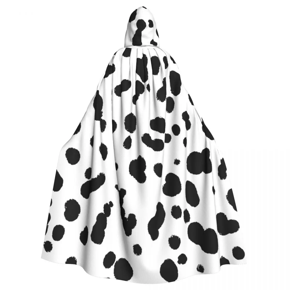 

Dalmatian Print Hooded Cloak Coat Halloween Cosplay Costume Vampire Devil Wizard Cape Gown Party