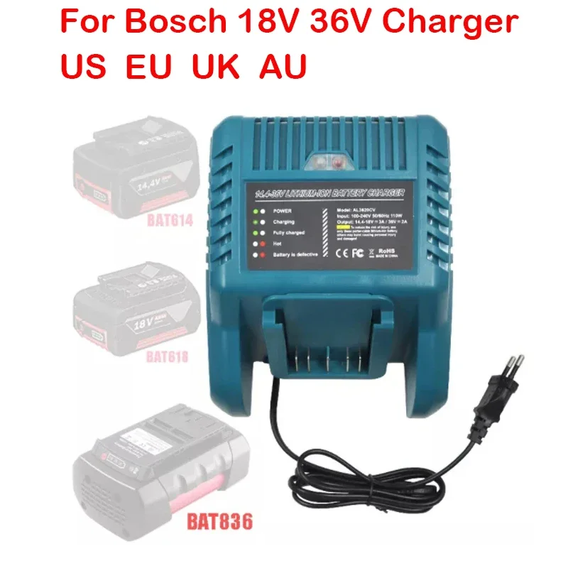 AL3620CV For Bosch 14.4V 18V 36V BAT609 BAT609G BAT618 BAT618G BAT614 BAT836 AL1860CV 1018K Lithium Battery Charger GAL3680CV