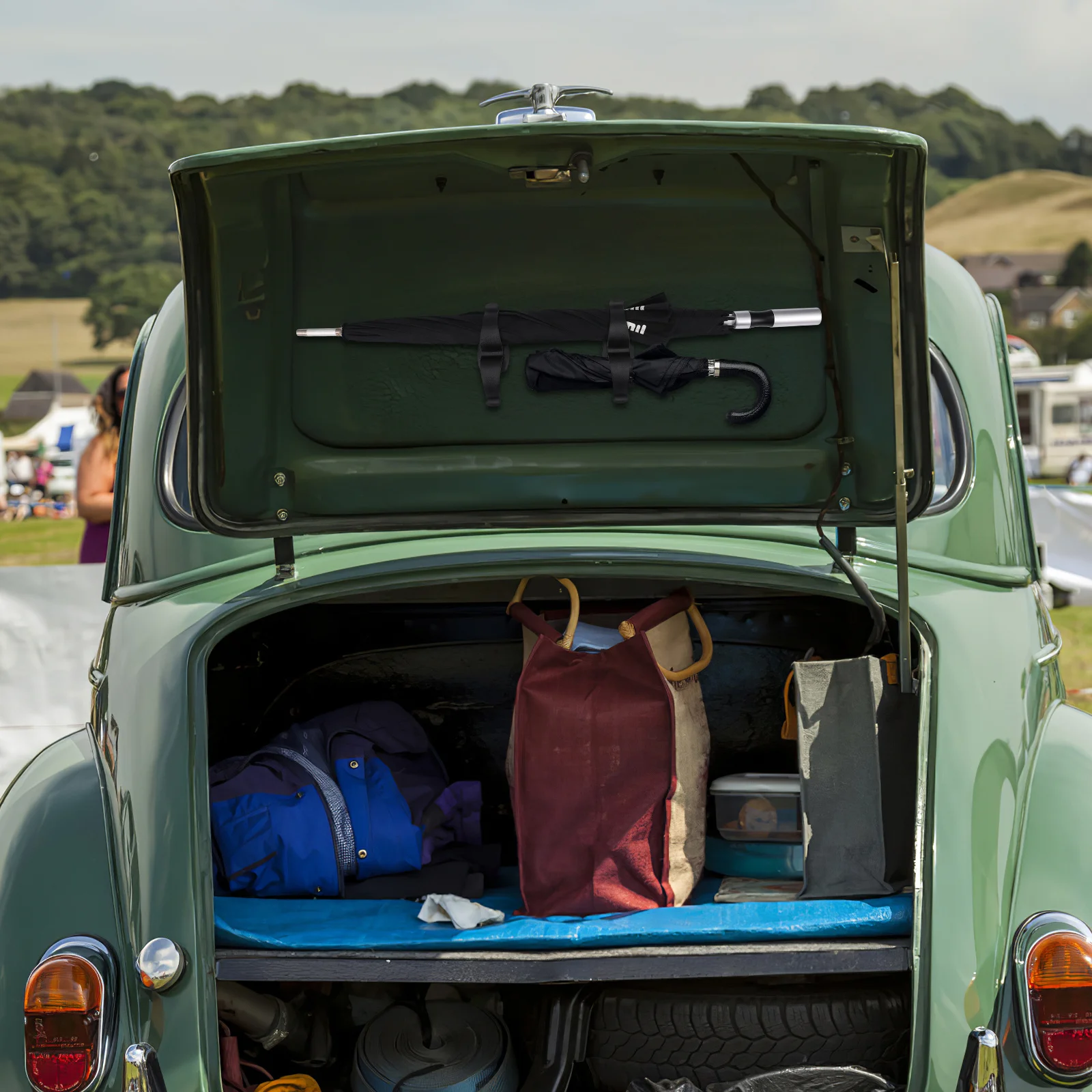 

2 pcs Rain Umbrella Holder For Car Abs Plastic Trunk Door Mount Fishing Rod Club Storage Hook Car Roof Rack Alternative Auto