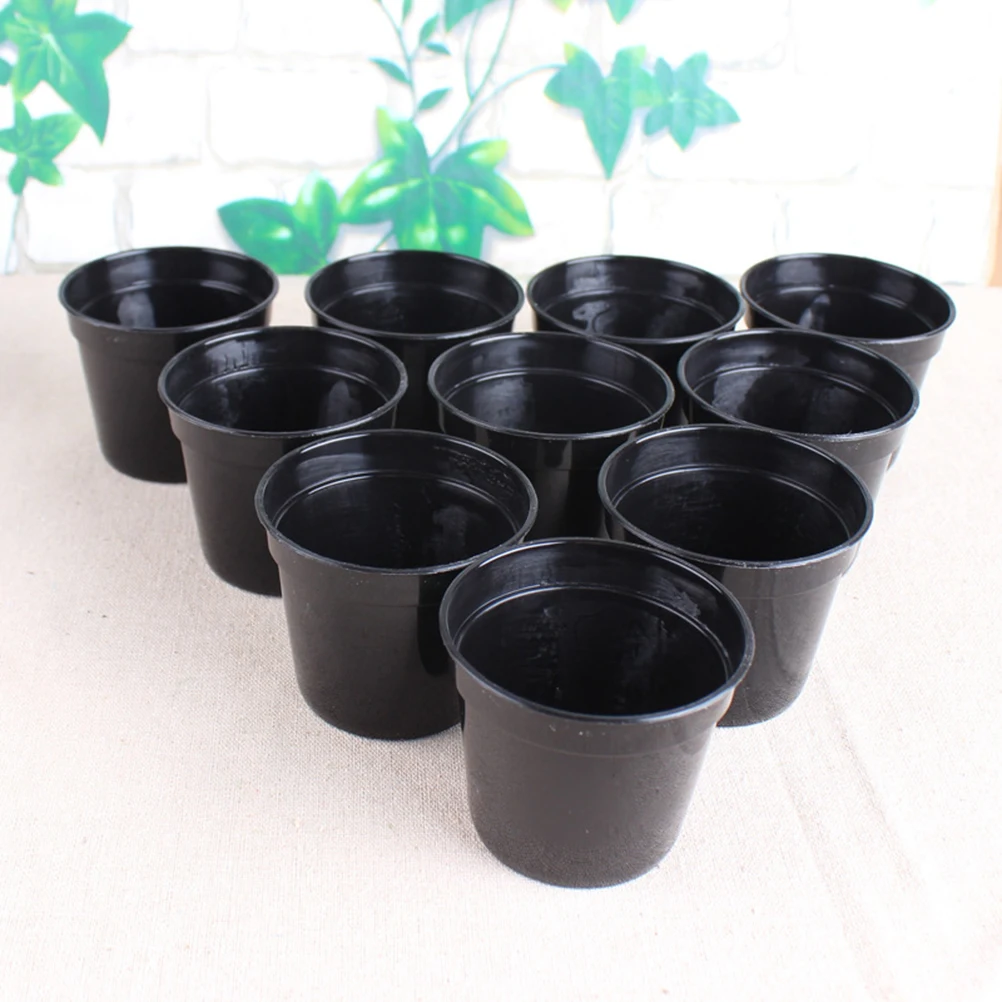 

10pcs Black Plastic Succulent Pot Thickening Chunky Vientiane Basin Deepen Scrub Flower Round Garden Planters For Herbs Decor