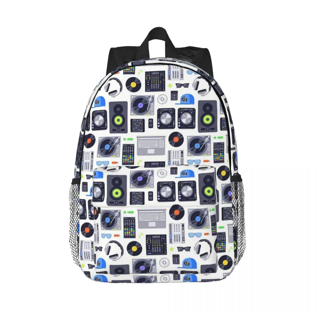 Discjockey Pattern DJ Music Vinyl Turntables Backpacks Teenager Bookbag Casual Students School Bags Travel Rucksack Shoulder Bag