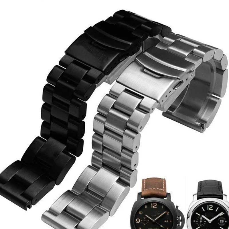 espessamento-de-aco-preto-anti-alergia-solido-aco-inoxidavel-masculino-24-22mm-para-parnis-fivela-de-pressao-dupla-panerai-substituir-pulseiras