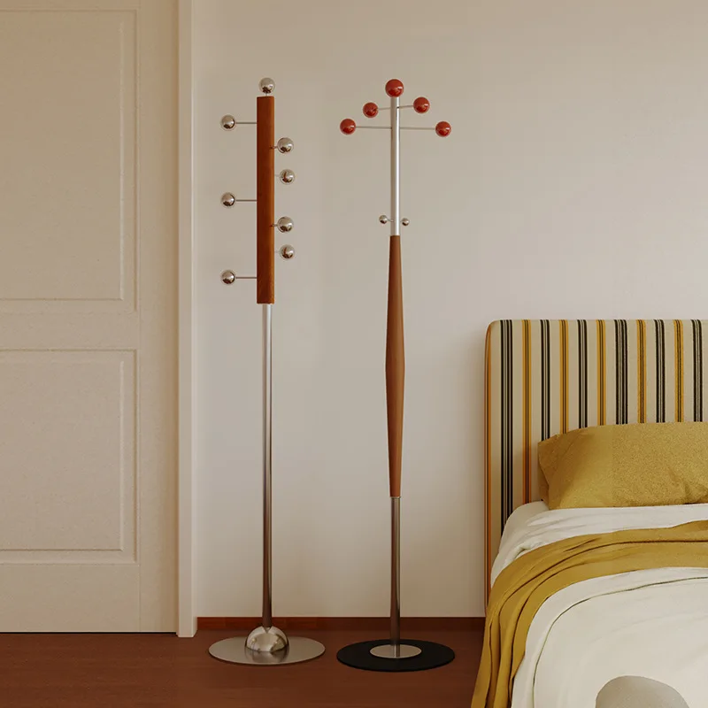 

Medieval Nordic stainless steel floor hanging bag coat rack Bedroom storage Light luxury Bauhaus vertical hanging clothes rack