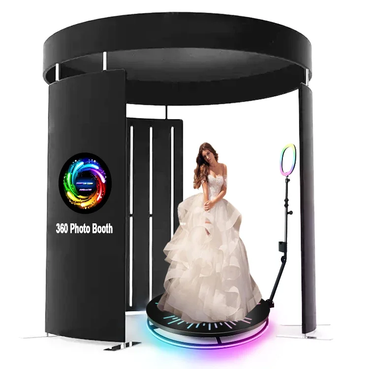 

=Drop Shipping 360 Photo Booth Automatic Rotating Camera Spin Video 100cm Prix 360 Degree PhotoBooth Accessories With Ring Light