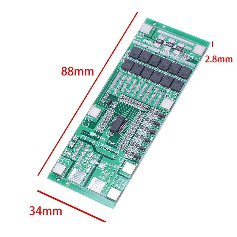 AA08-10X 24V 6S 40A 18650 Li- Lithium Battery Protect Board Solar Lighting Bms Pcb With Balance For Ebike Scooter